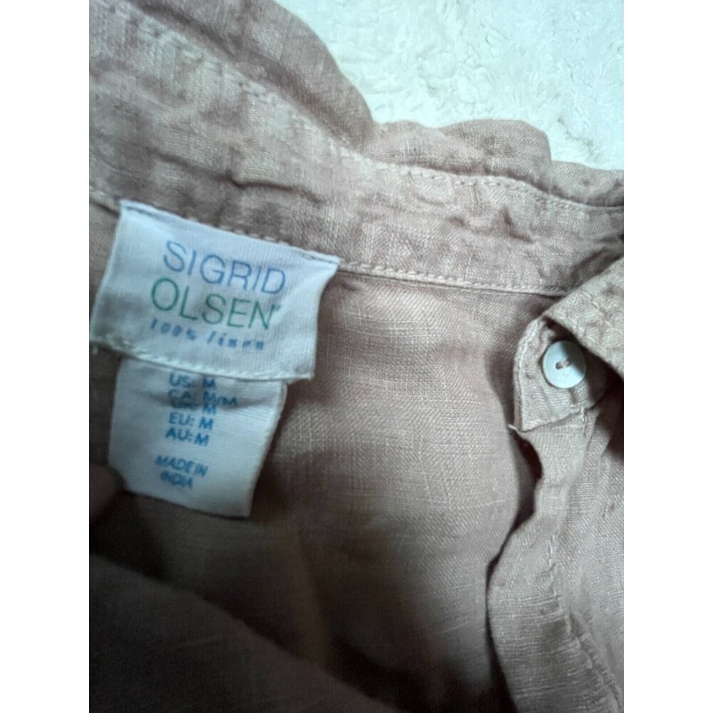 Sigrid Olsen Womens Medium Button-Back Linen Shir… - image 3